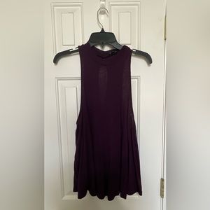 Plum Halter Neck Tank w/ Keyhole Cutout on Back - Express - Size L